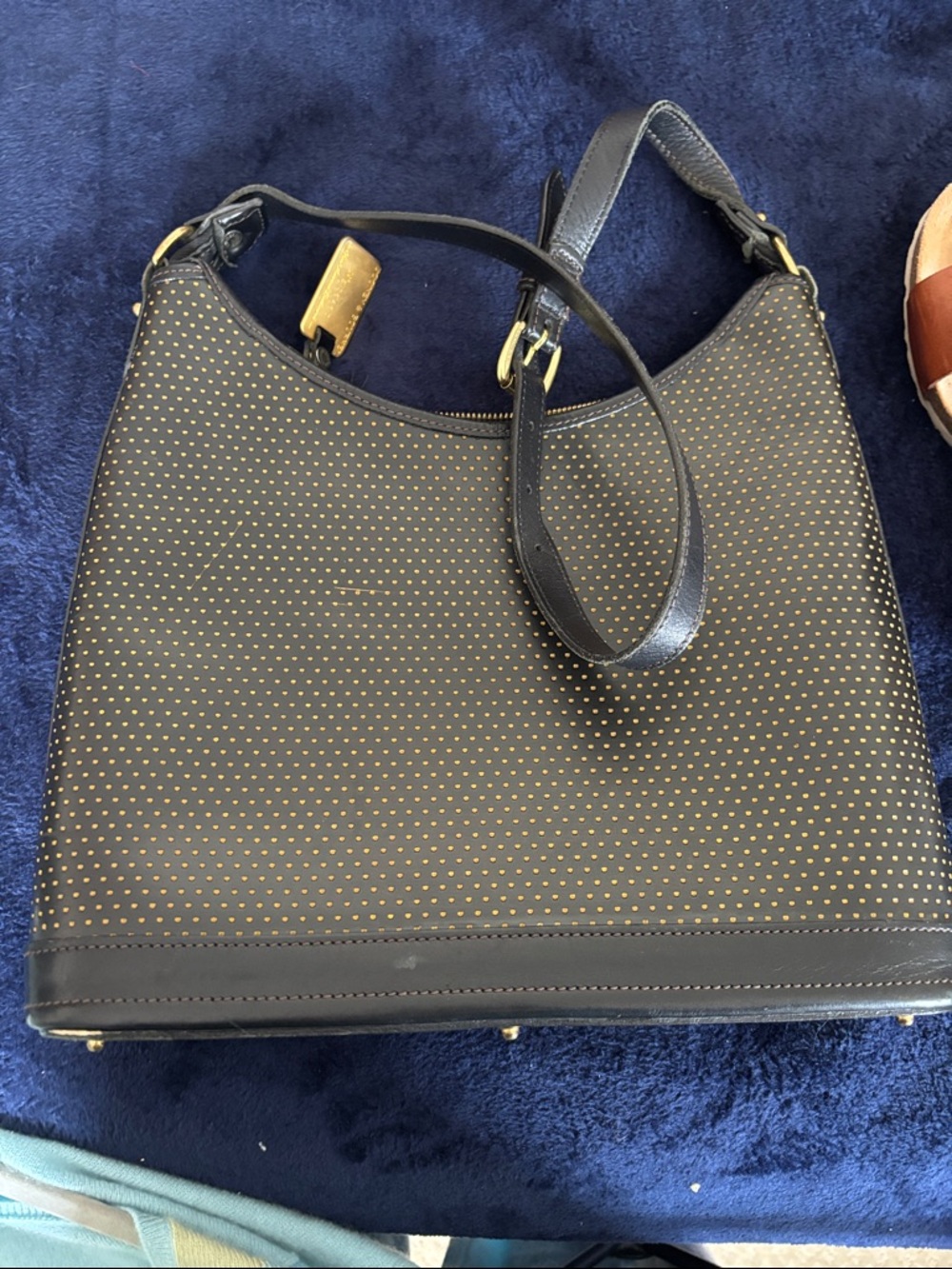 Dooney & Bourke Black Shoulder Bag with Gold Stud Pattern